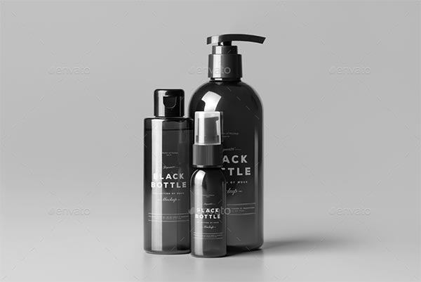 Black Bottles Cosmetic Mockup