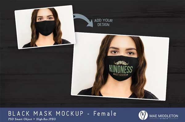 Black Face Mask Mockup
