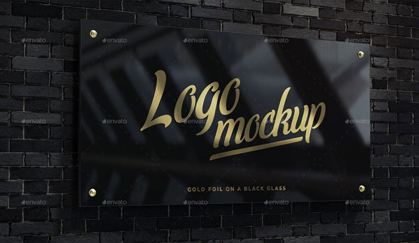Black Glass Logo Mockup