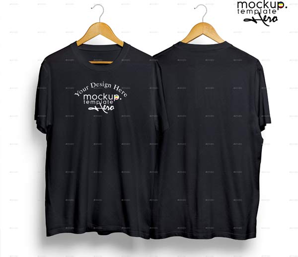 Black Round Neck T-Shirt Mockup Download
