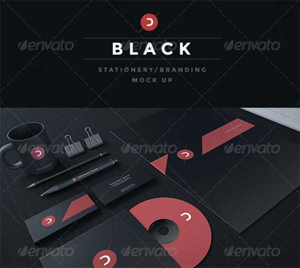 Black Stationery Mockup PSD Template