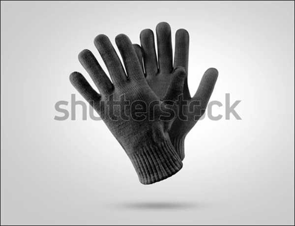 Black Winter Gloves Mockup