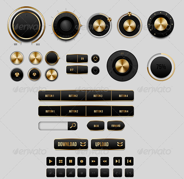 Black and Gold UI Buttons