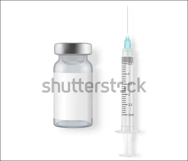 Blank 3D Vaccine Bottle and Syringe Mockups