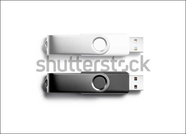 Blank Black and White USB Flash Drive Mockup