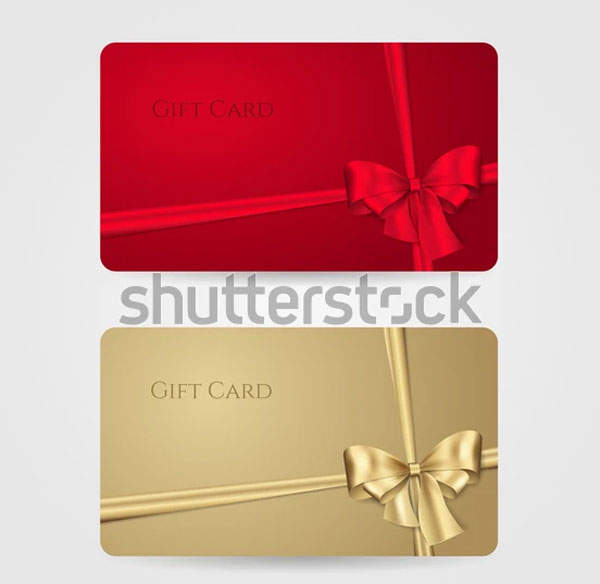 Blank Christmas Red and Golden Gift Cards