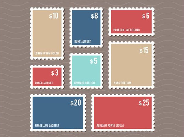Blank Postage Stamps Mockup Template