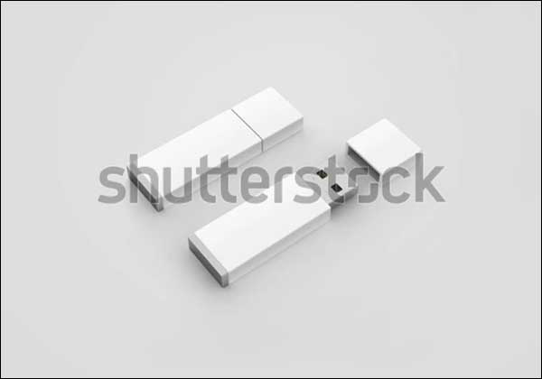 Blank White USB Drive Design Mockup
