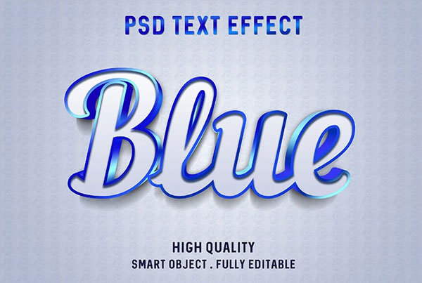 Blue Glossy Outline Text PS Actions
