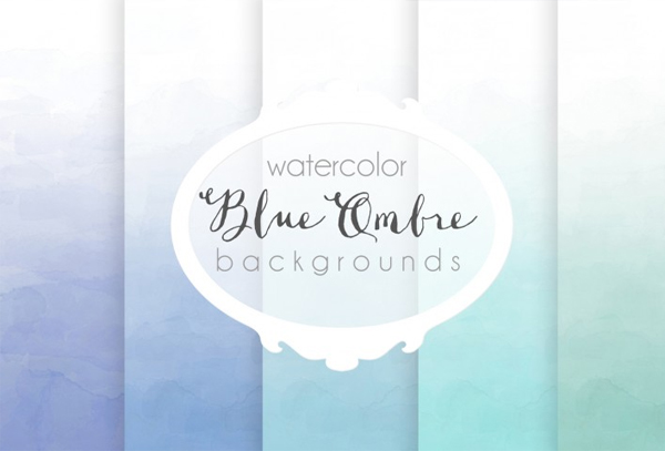 Blue Ombre Watercolor Backgrounds