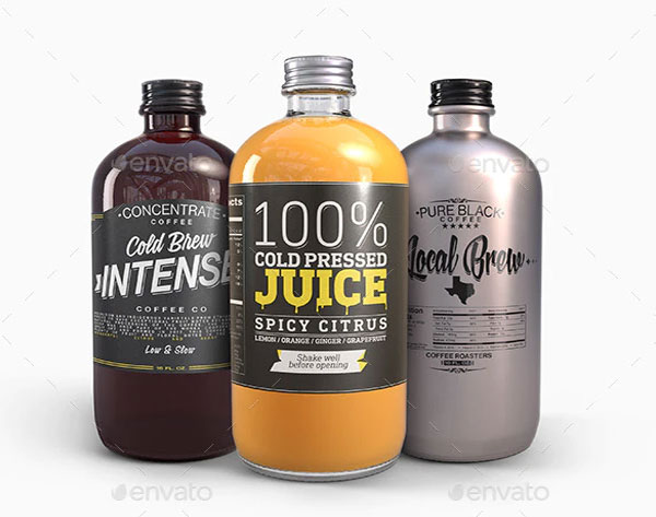 Boston Round Plastic Bottles Mockup Bundle