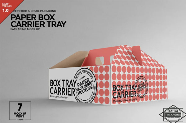 Box Carrier Tray Packaging Paper Mockup