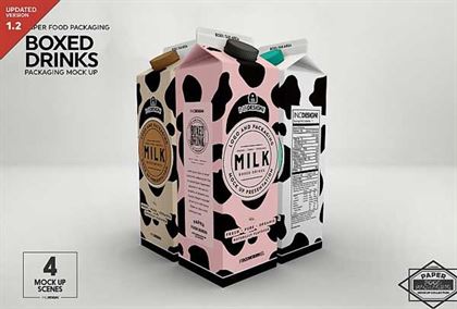 Boxed Milk Packaging Mockups