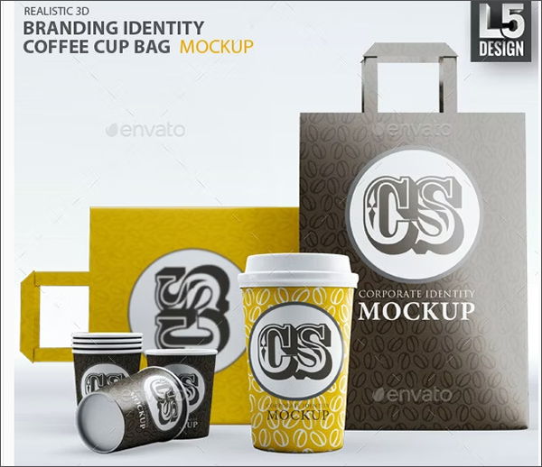 Branding & Identity Coffee Cup Bag Mockup