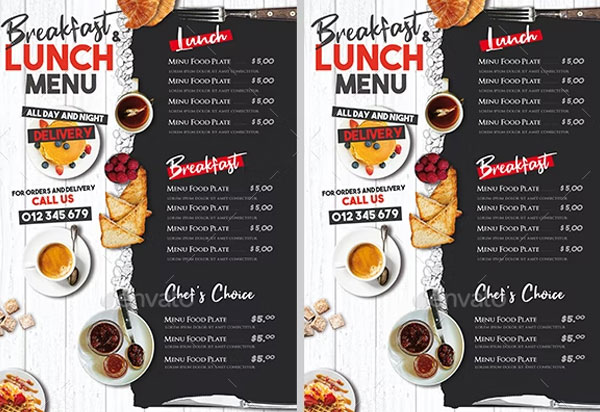Breakfast Lunch Menu Delivery Flyer