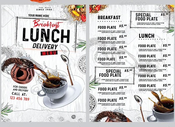 Breakfast Lunch Menu Delivery PSD Flyer