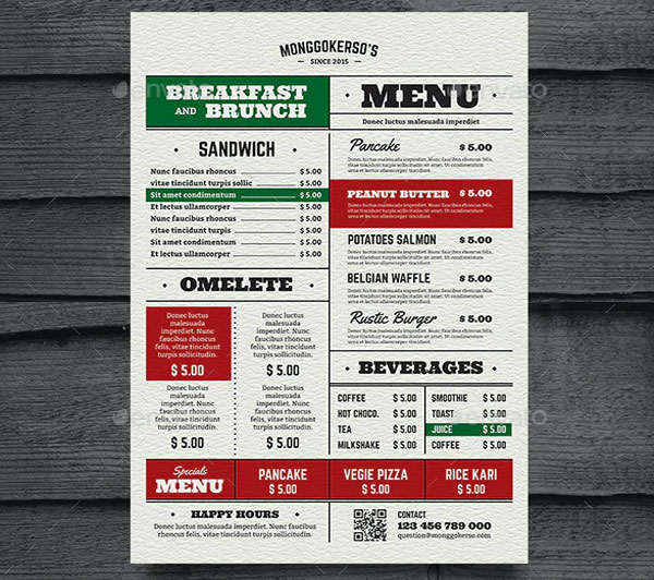 Breakfast and Brunch Menu Flyer Template