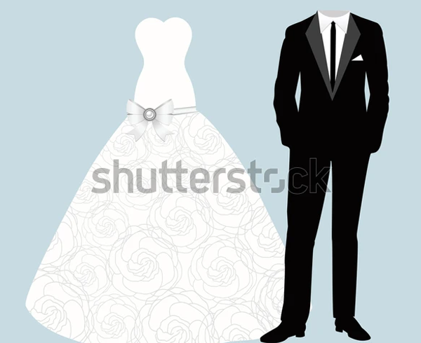 Bride and Groom Vector Wedding Dress