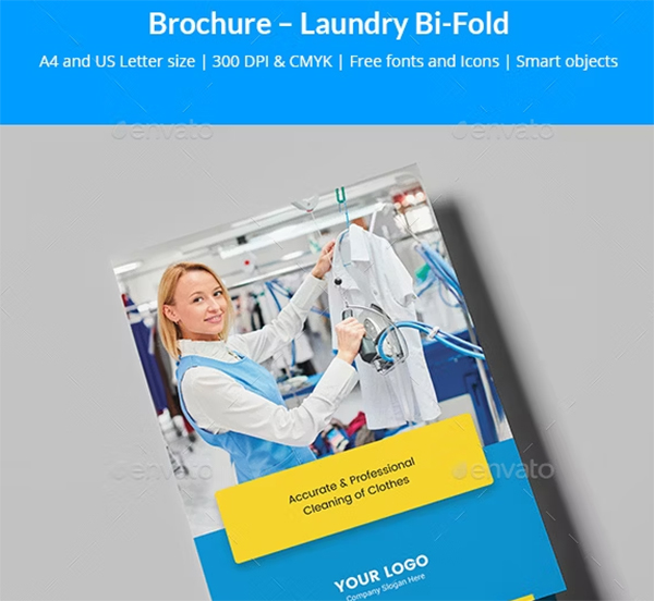 Brochure Laundry Bi-Fold Design Template