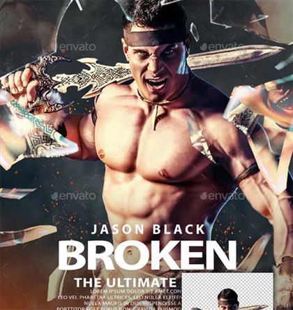 Broken Glass Action Movie Poster Template