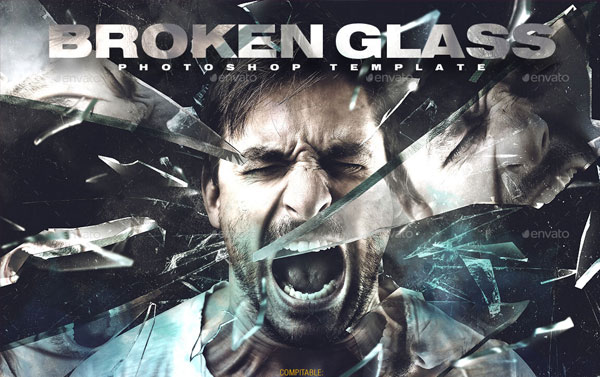 Broken Glass Photoshop Template