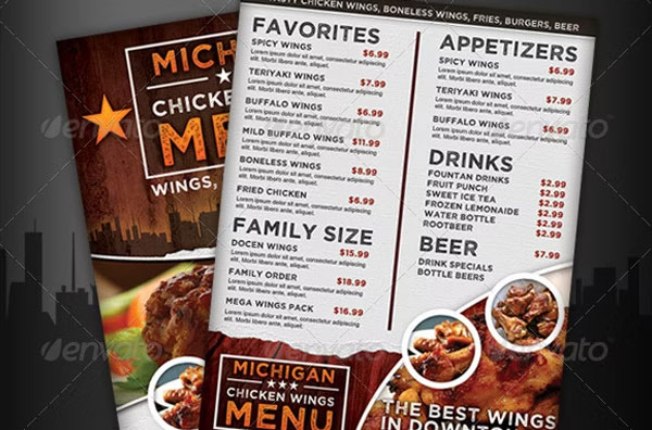 Buffalo Wings Menu Flyer Design Template