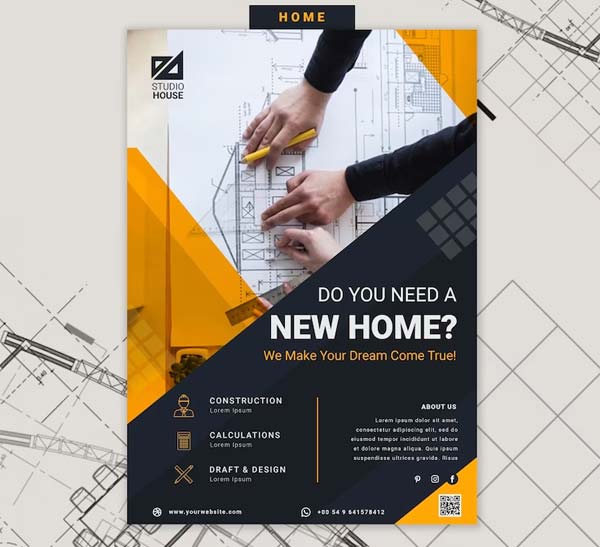 Building Home Construction Flyer Template Free Psd