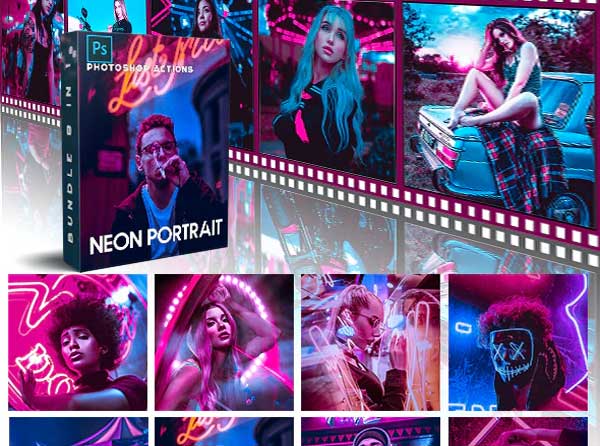 Bundle Cyberpunk - Neon Lights Photoshop Actions