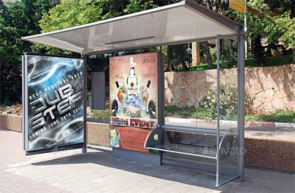Bundle Realistic Bus Stop Flyer Poster Mockup