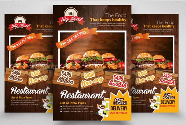 Burger And Fast Food Restaurant Flyer Design Template