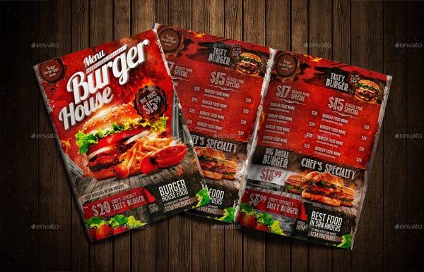 Burger House Menu Design Templates