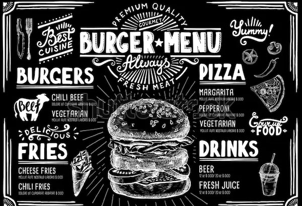 Burger Menu Doodle Style Template