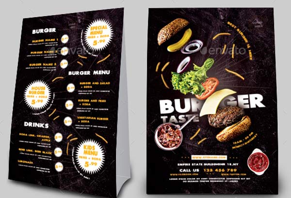 Burger Menu Table Tent Download