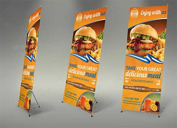 Burger Restaurant Roll-Up - Signage Template