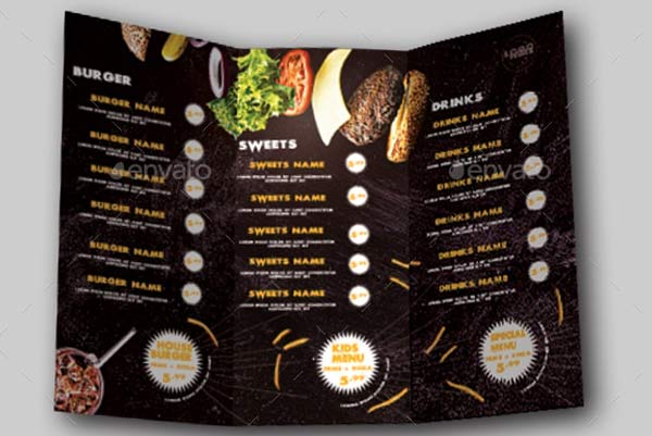 Burger Restaurant Trifold Menu Design Download
