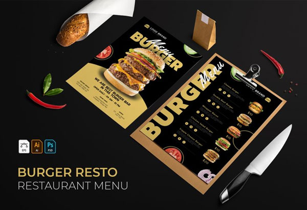 Burger Resto Restaurant Menu Template