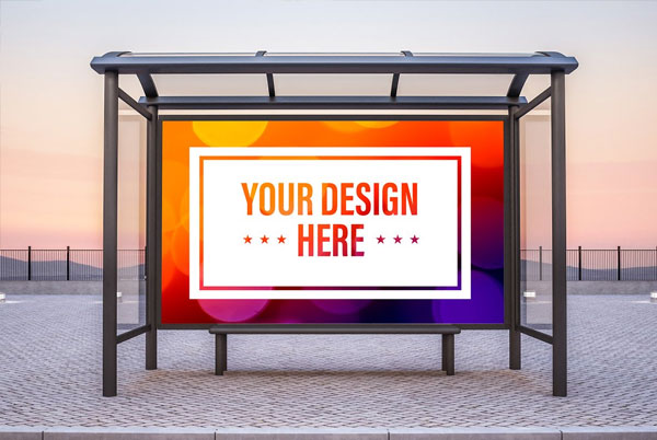 Bus Shelter Billboard Mockup