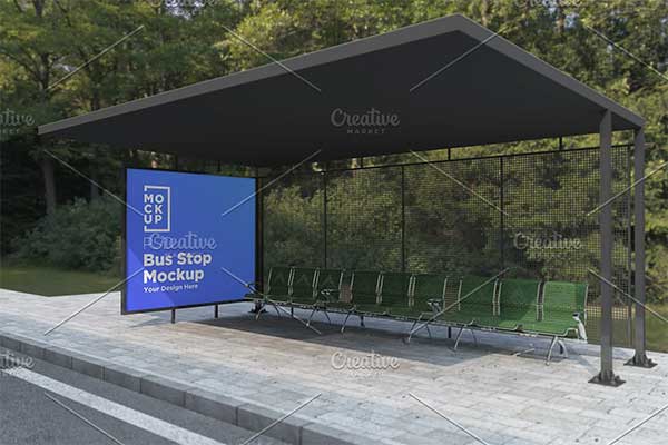 Bus Shelter Sign Mockup