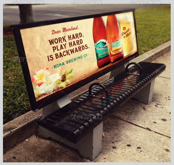 Bus Stop Bench Advertisement Mockup
