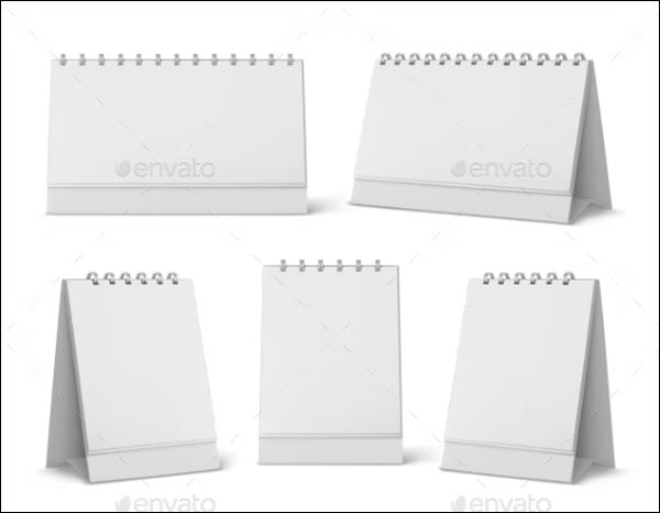 Calendar Mockup with Blank Pages and Spiral Set