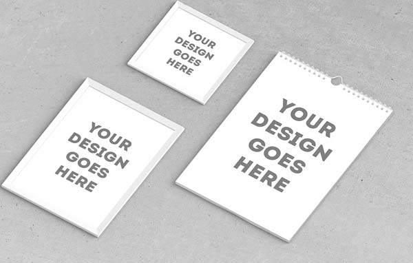 Calendar PSD Mockup with Blank Pages