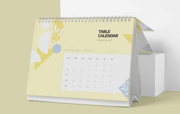 Calendar on Wooden Base Mockup