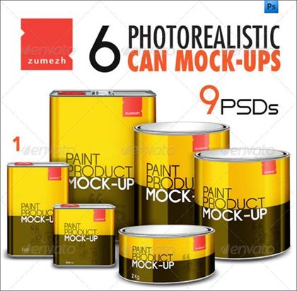 Can and Tin Mock-ups for Paint Related Products