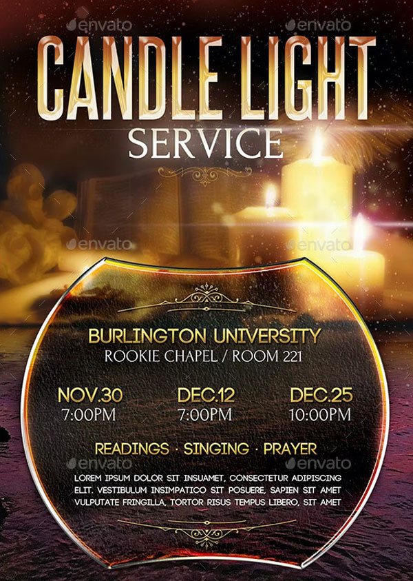 Candle Light Service Flyer Templates Bundle