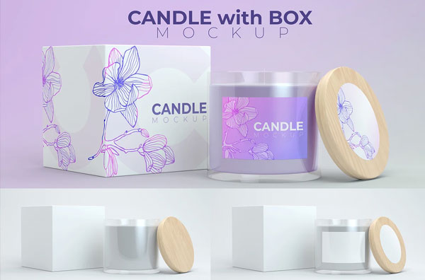 Candle and Box Mockup
