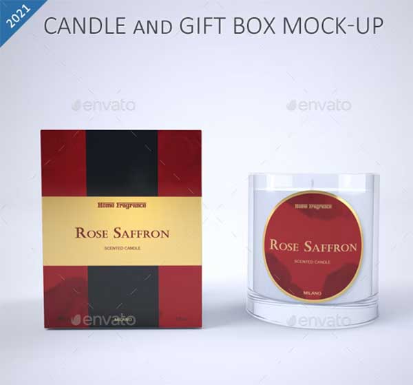 Candle and Gift Box Mockup
