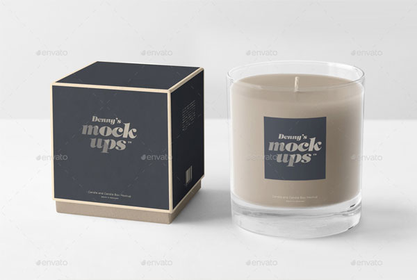 Candle in Gift Box Mockup PSD