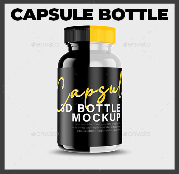 Capsule Bottle 3D Mockup