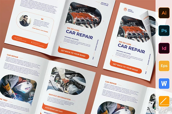 Car Repair Bifold Brochure Template