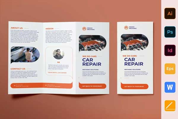 Car Repair Brochure Trifold PSD Template